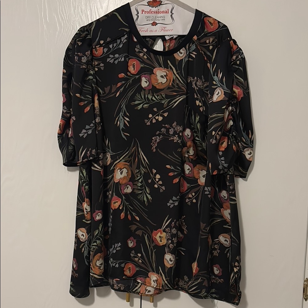 Floral Black Blouse